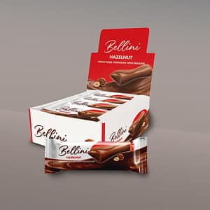 Bellini          Cream-filled Chocolate with biscuits     Huzelnut
